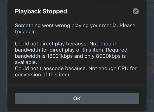 Plex neither direct play nor conversion is available